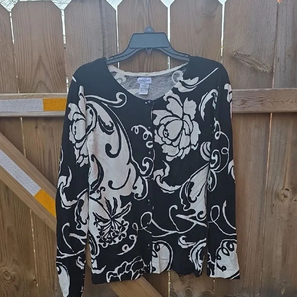 Black and White Floral Button Down Shirt